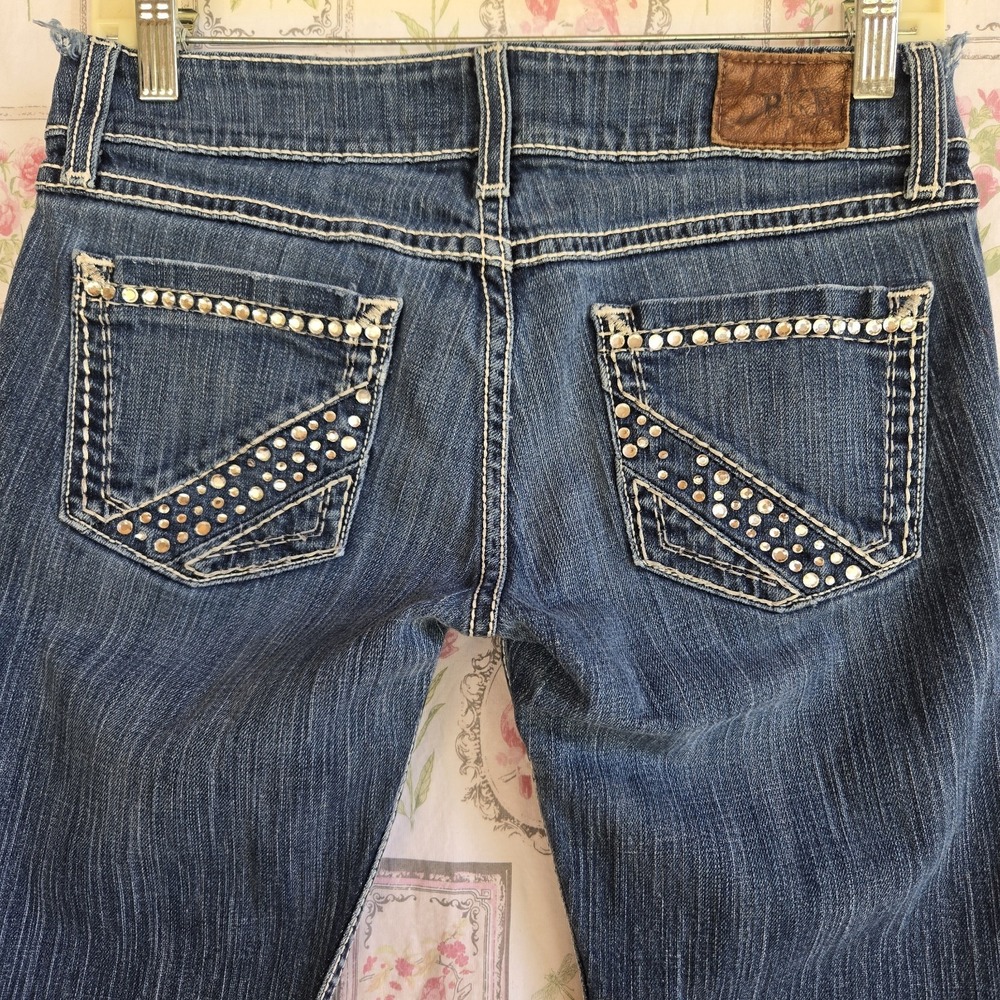 BKE Buckle Stella Women's Slim Bootcut Jeans Rhinestone Pockets Size 27 X 31.5